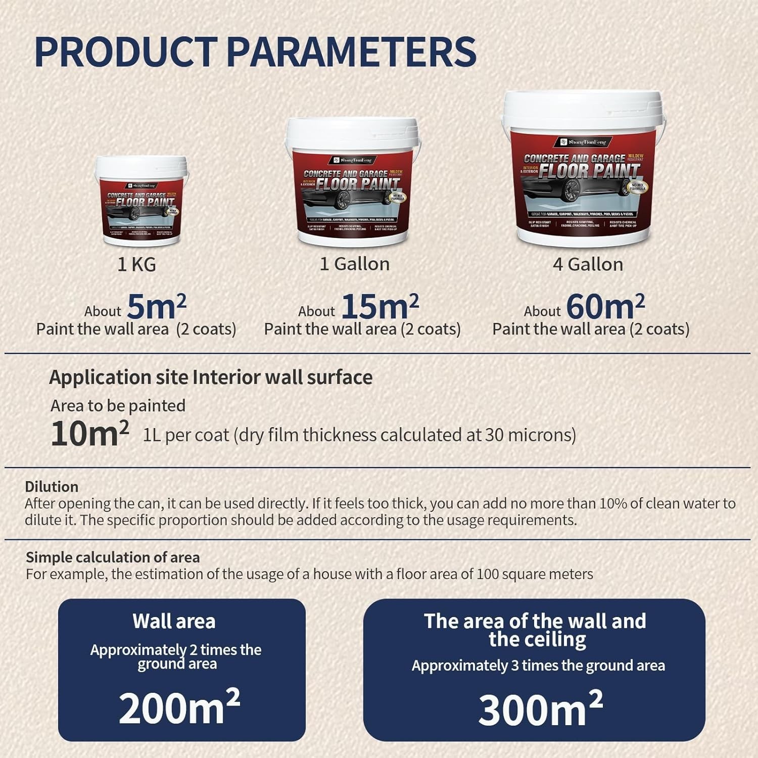 Professional Floor Paint Kit 1 Gallon Sea Gray，Low glossiness Acrylic Concret…