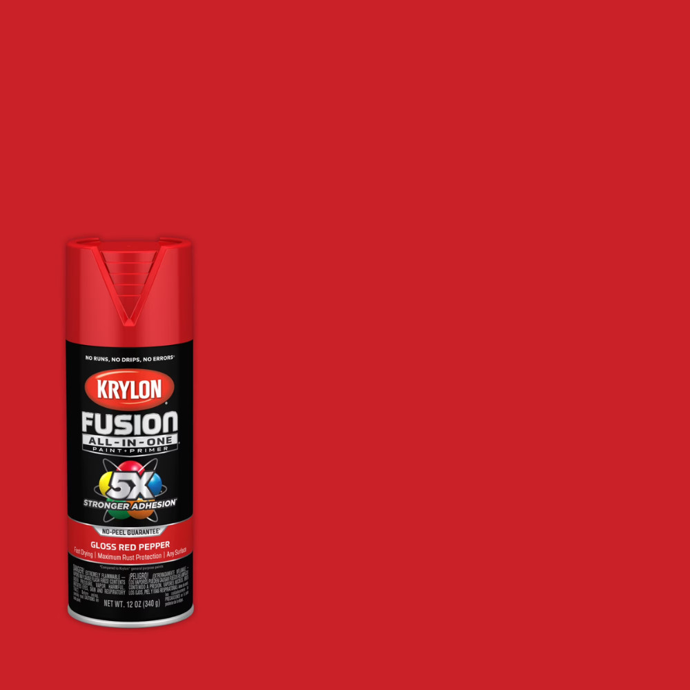 6Pack Krylon Fusion All-in-One Spray Paint Gloss Red Pepper 12oz, Plastic, Metal