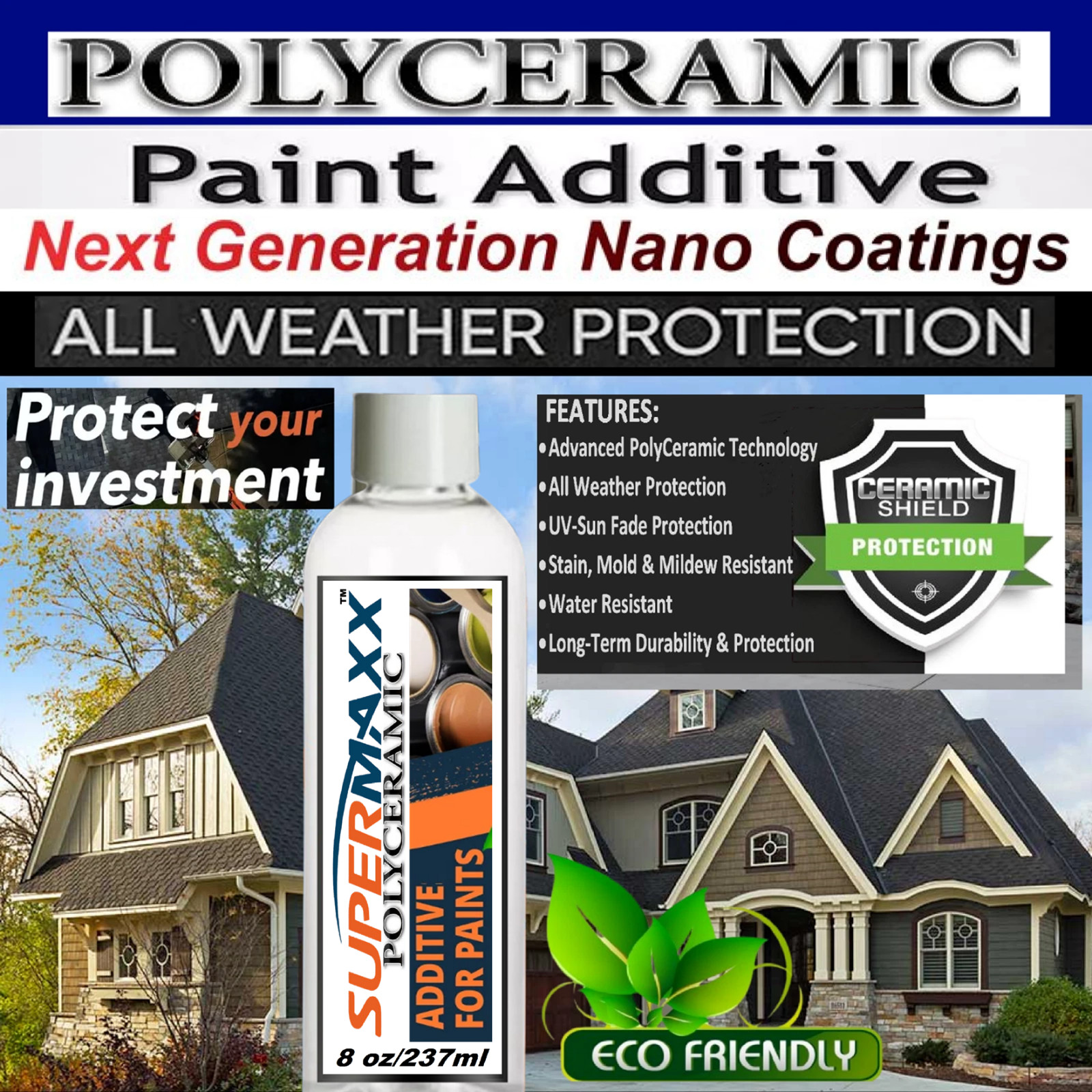 CERAMIC PAINT ADDITIVE FOR HOUSE PAINT PROVIDES LONG TERM DURABILITY PROTECTION