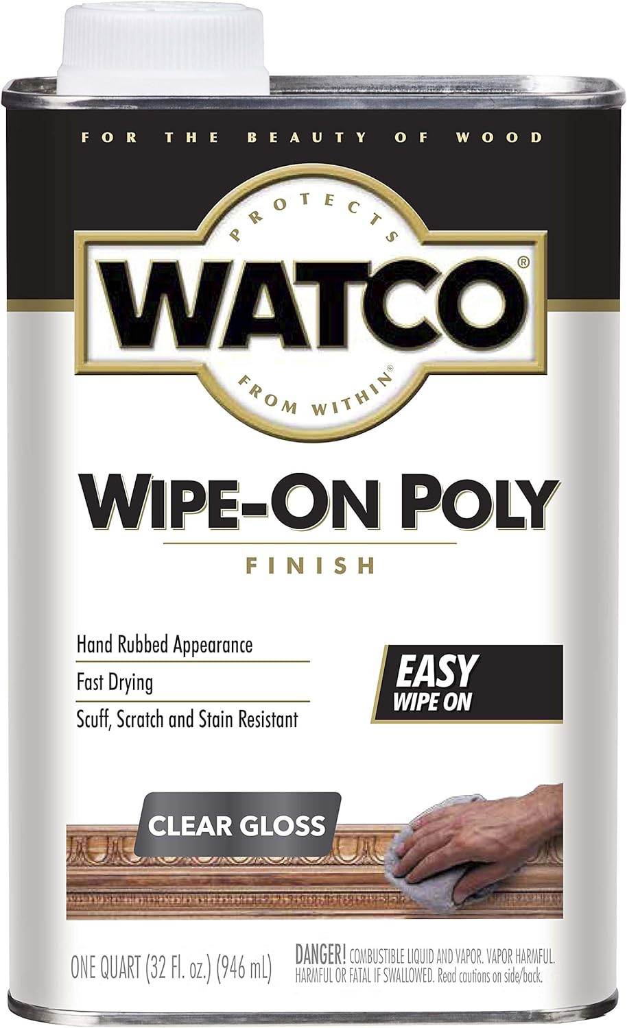 Watco Wipe-On Polyurethane Finish, Quart, Clear Gloss 68041
