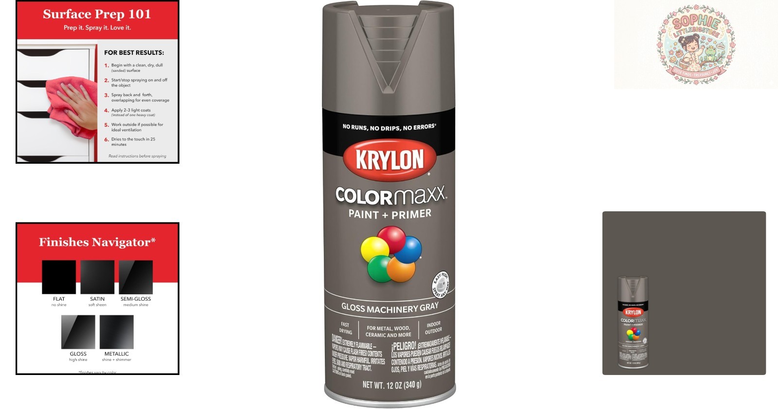 Acrylic Gloss Machinery Gray Spray Paint for Indoor/Outdoor Projects – 12 oz