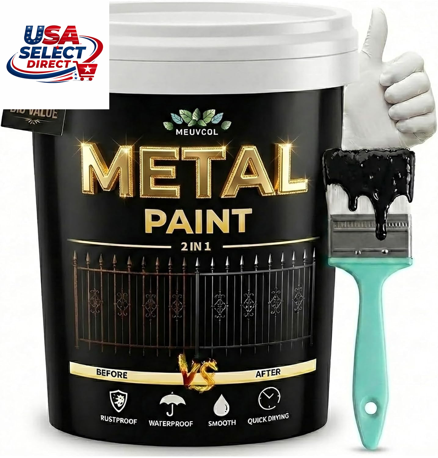 35 Fl Oz Black Paint for Metal Surfaces – Rust Preventive & Weatherproof