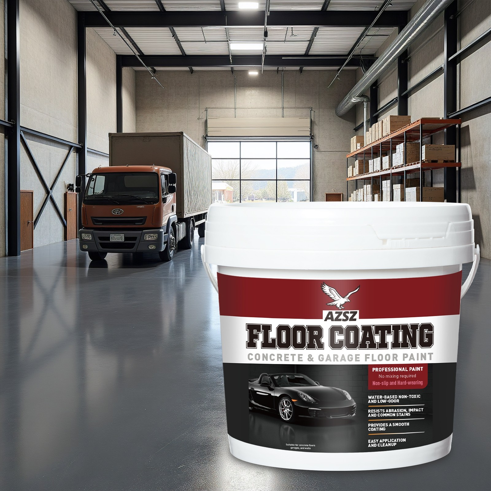 10Gal Acrylic Floor Concrete Paint, Indoor Outdoor Garage Floor Driveway Coating
