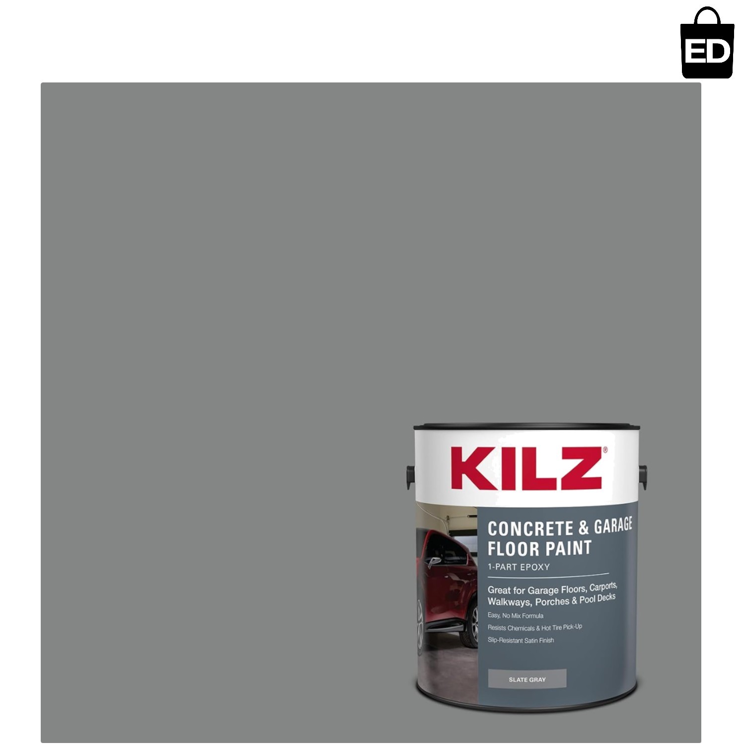 1-Part Epoxy Acrylic Concrete Paint – Satin Slate Gray for Indoor/Outdoor Use