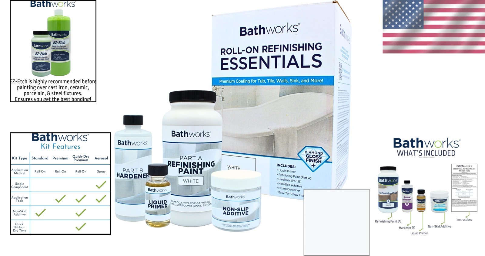 Professional-Grade 22 oz Acrylic Refinishing Kit with Non-Slip Additive – White