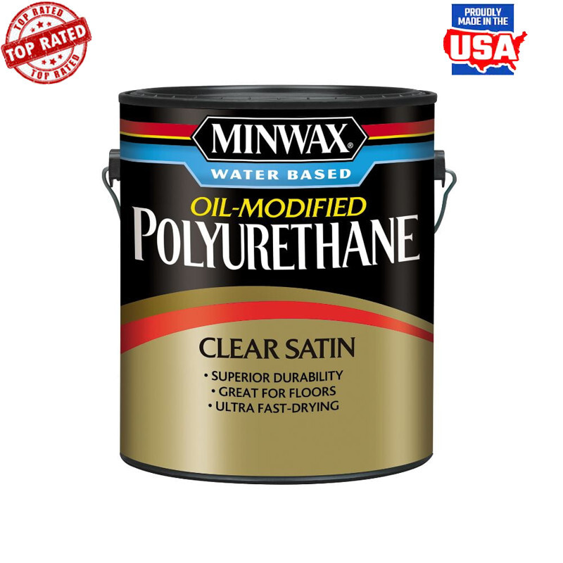 Water Based Oil-Modified Polyurethane Satin Woodwork Furniture Clear 1 Gal New