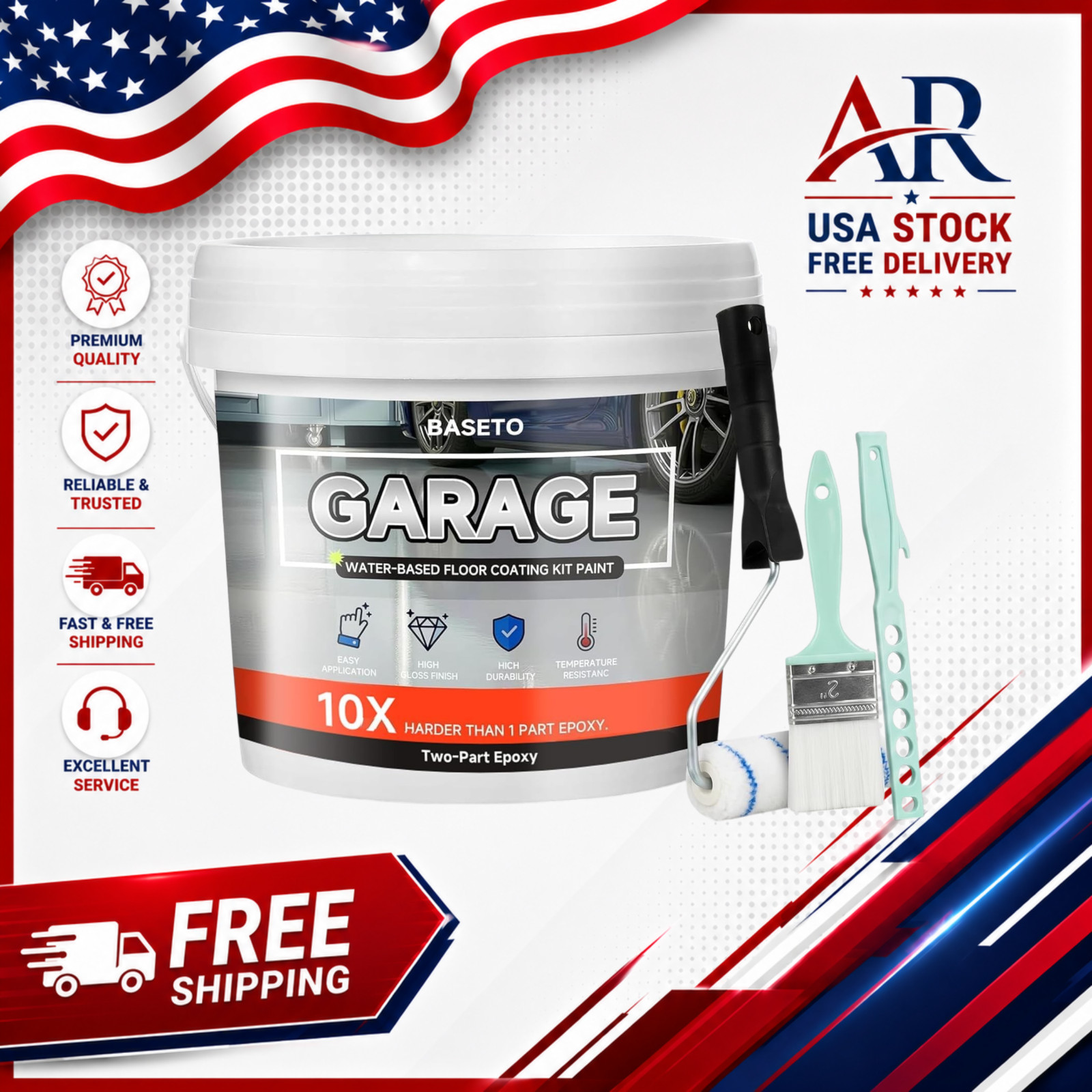 Garage Floor Epoxy Kit, Epoxy Floor Paint with Tools, Epoxy Coating for Concrete