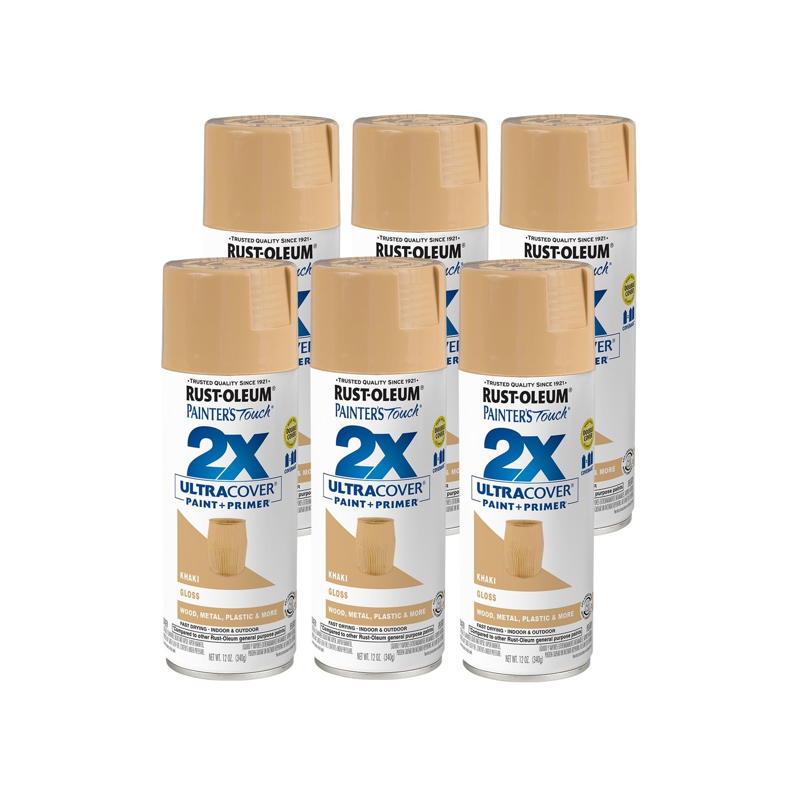 Rust-Oleum 249103-6PK Painter’s Touch 2X Ultra Cover Spray Paint, 12 oz, Glos…