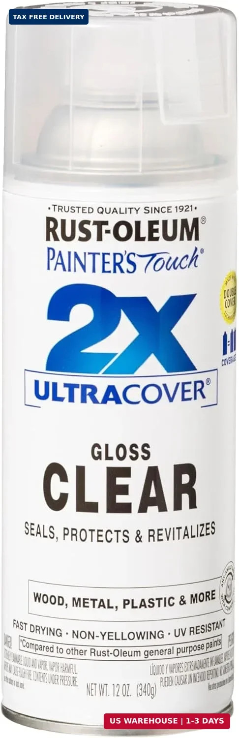 Rust-Oleum Painter’s Touch 2X Ultra Cover Spray Paint, Gloss Clear | Indoor and