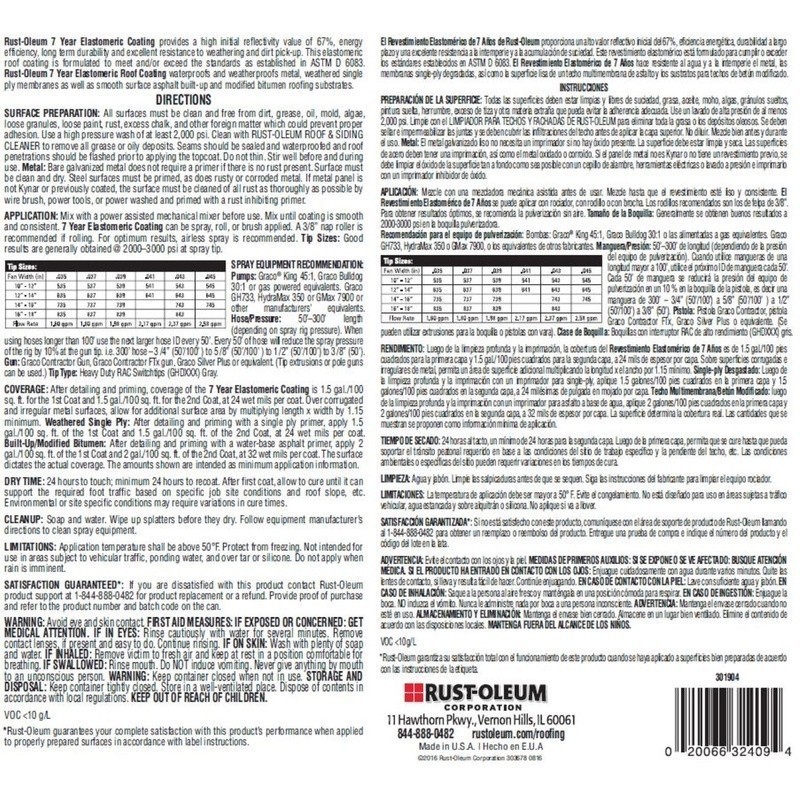 Elastomeric Roof Coating Waterproof Weather Resistant 7 Year Performance New