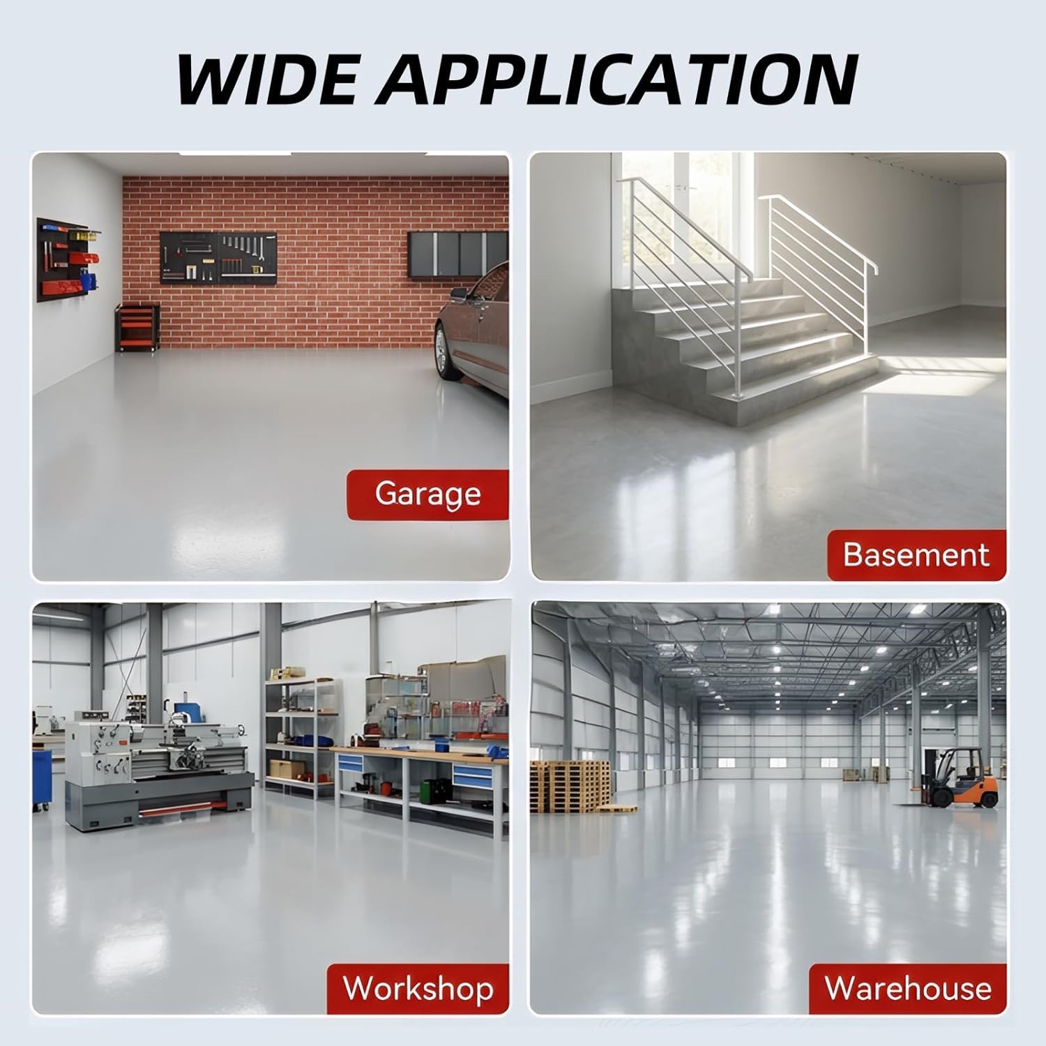 Complete Garage Floor Epoxy Kit for High Gloss Finish – Light Gray, One-Car C…