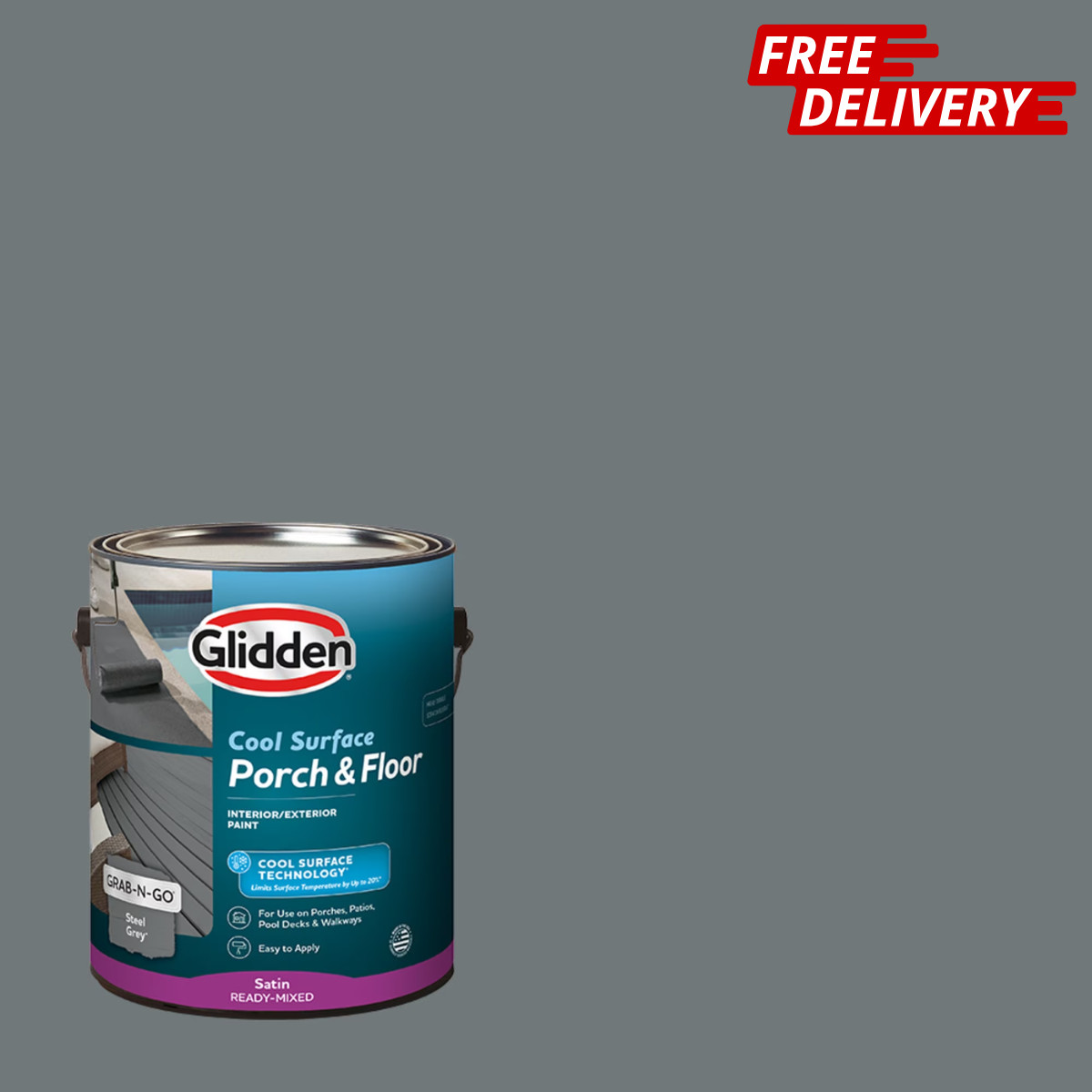 Porch and Floor w Cool Surface Technology Satin Interior/Exterior Paint, 1gallon