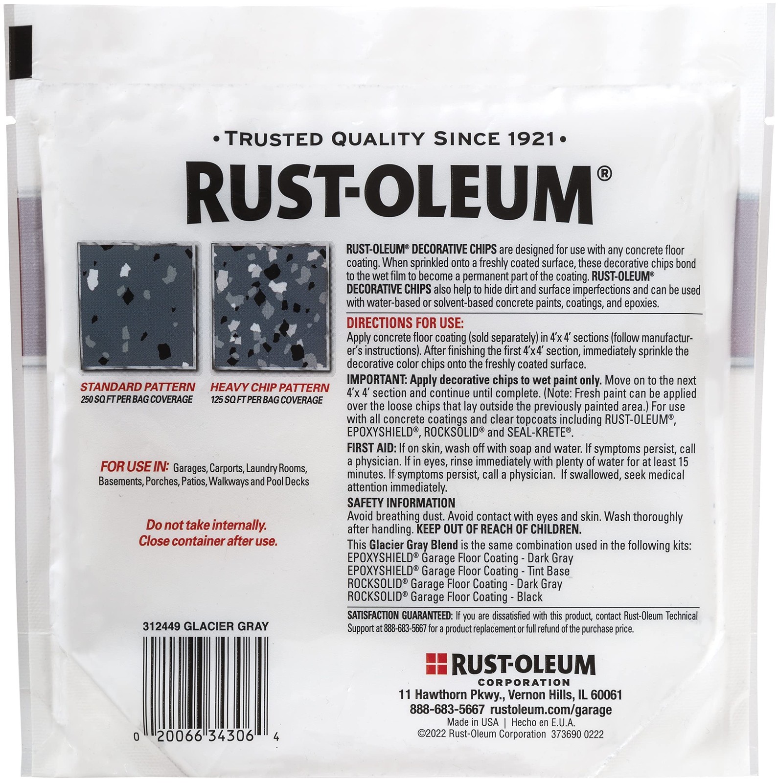 Rust Oleum 16 Ounce Glacier Gray Blend Decorative Color Chips For Concrete Co…