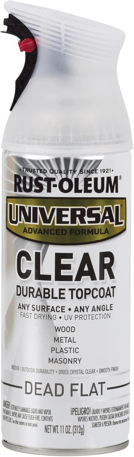 302151 Universal All Surface Clear Topcoat Spray, 11 Oz, Dead Flat Clear