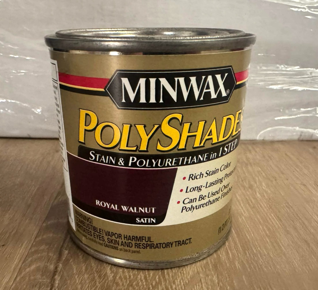 Minwax PolyShades Wood Stain & Polyurethane In 1 Step Royal Walnut Satin 1/2 PT