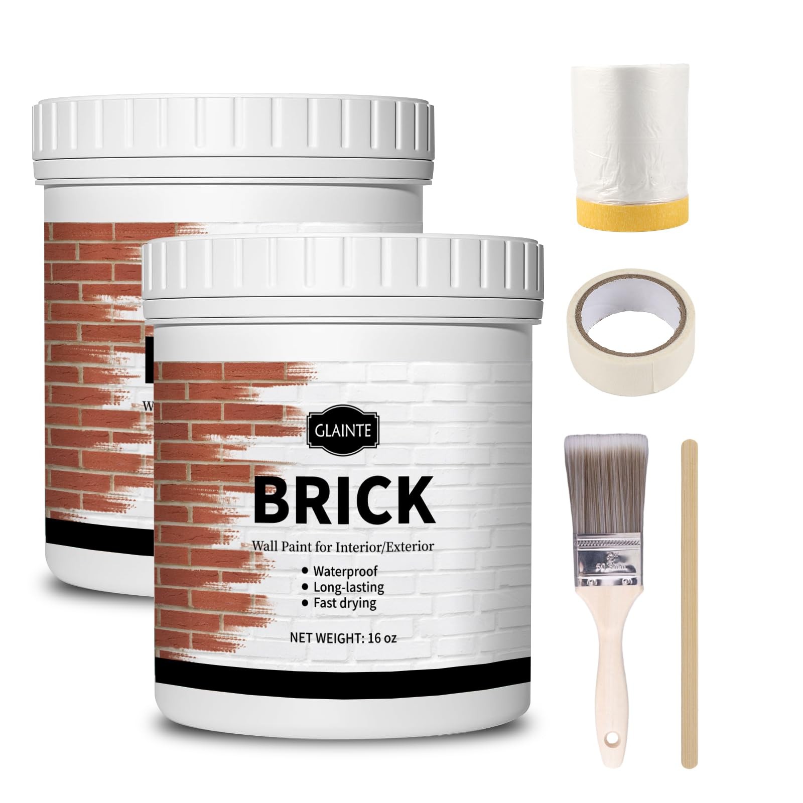 GLAINTE Brick Transformation Paint for Brick, Fireplaces, Walls, and Concrete…