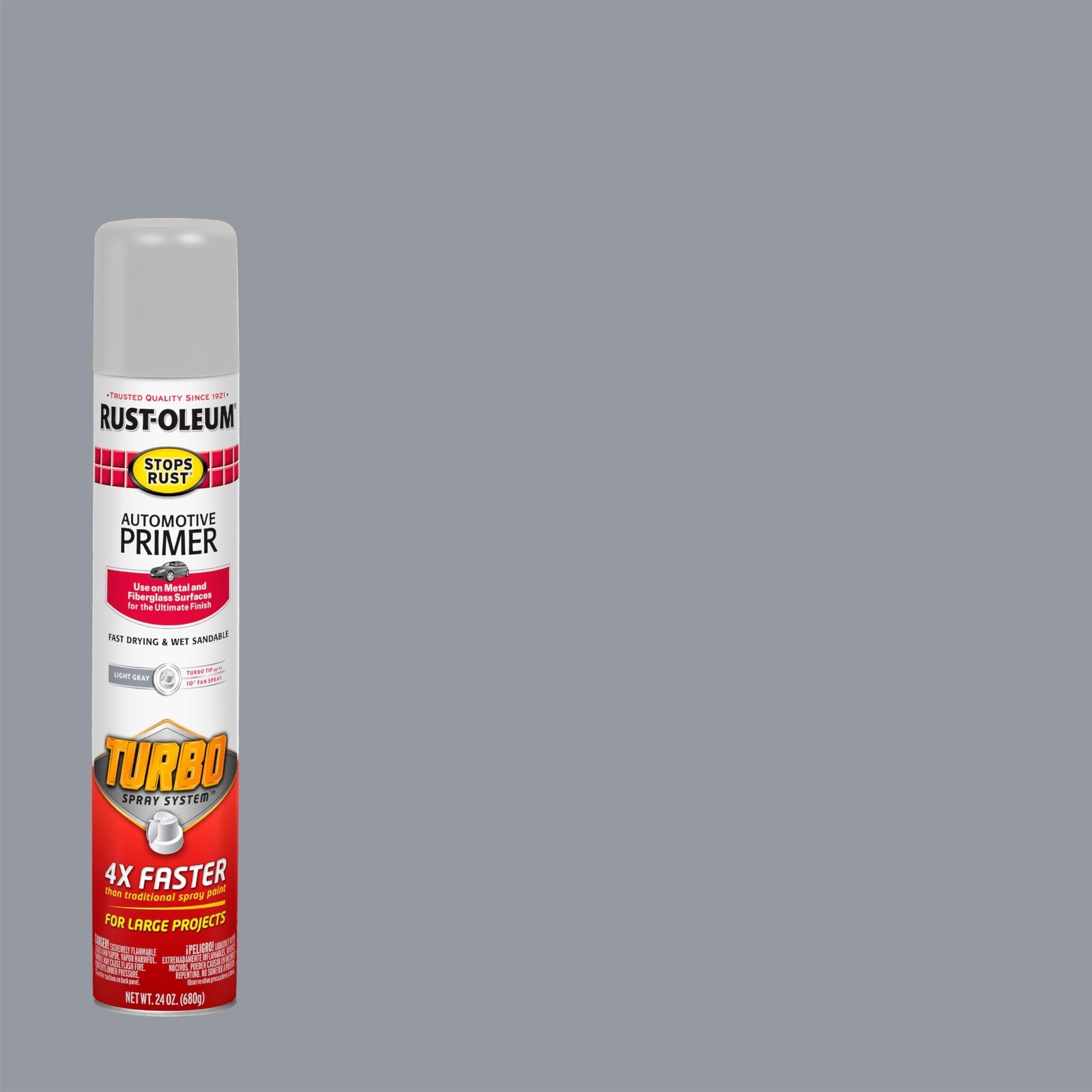 Automotive Primer Spray Paint Flat Light Gray Quick Dry Stops Rust Turbo 24 oz