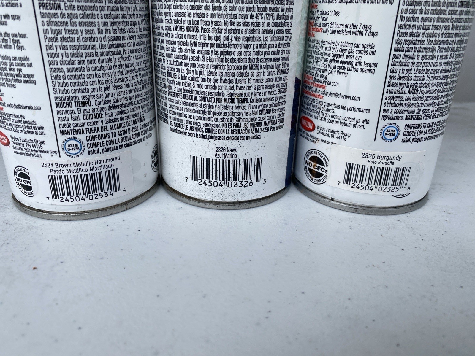 Free Shipping! Lot Of 3! Krylon Fusion for Plastics – Brown, Navy, Burgundy
