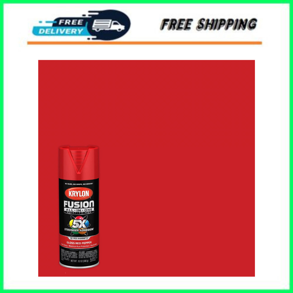 Krylon Fusion All-In-One Spray Paint, Gloss, Red Pepper, 12 oz NEW!!!!