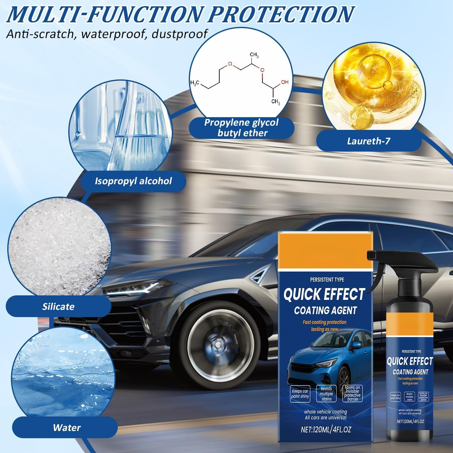 Car Quick Coating Spray, 2-Pack, Advanced Paint Protection, Vehicle Detailing Sh