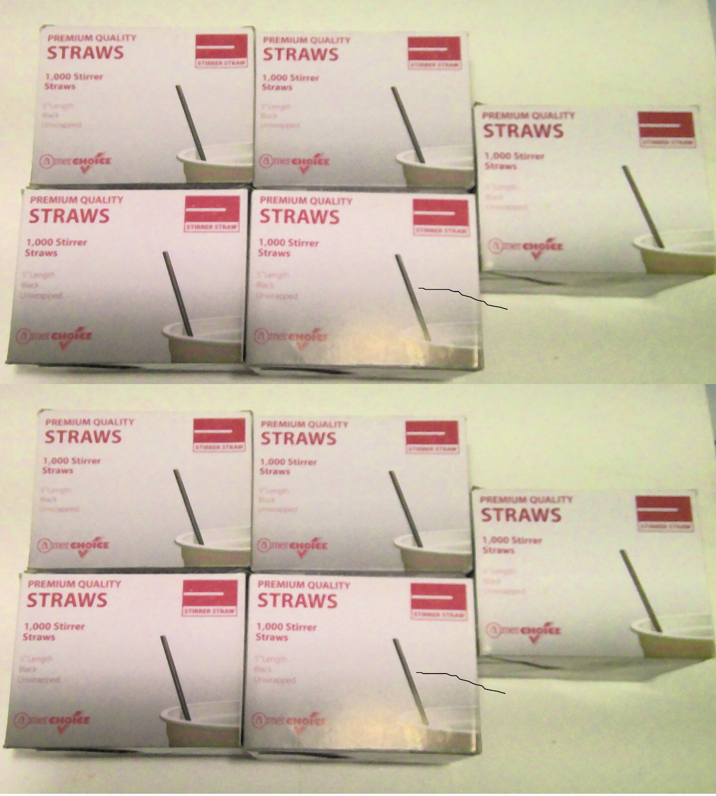 10,000 Stirrer Straws 5” length black unwrapped lot of 10