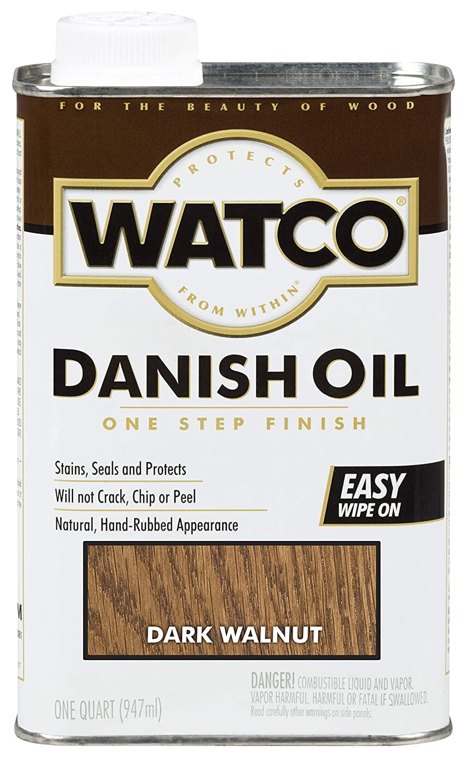 Watco 242220 Danish Oil Wood Finish, Quart, one quart (947 ml), Dark Walnut