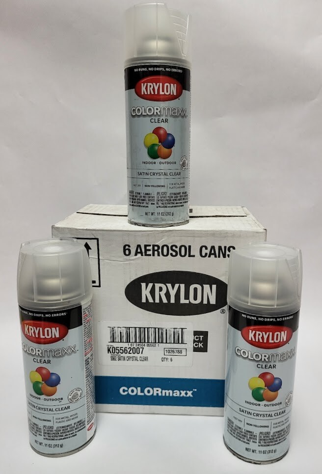 6 Krylon Colormaxx Satin Crystal Clear Finish Spray Paint 11oz Sealed Case