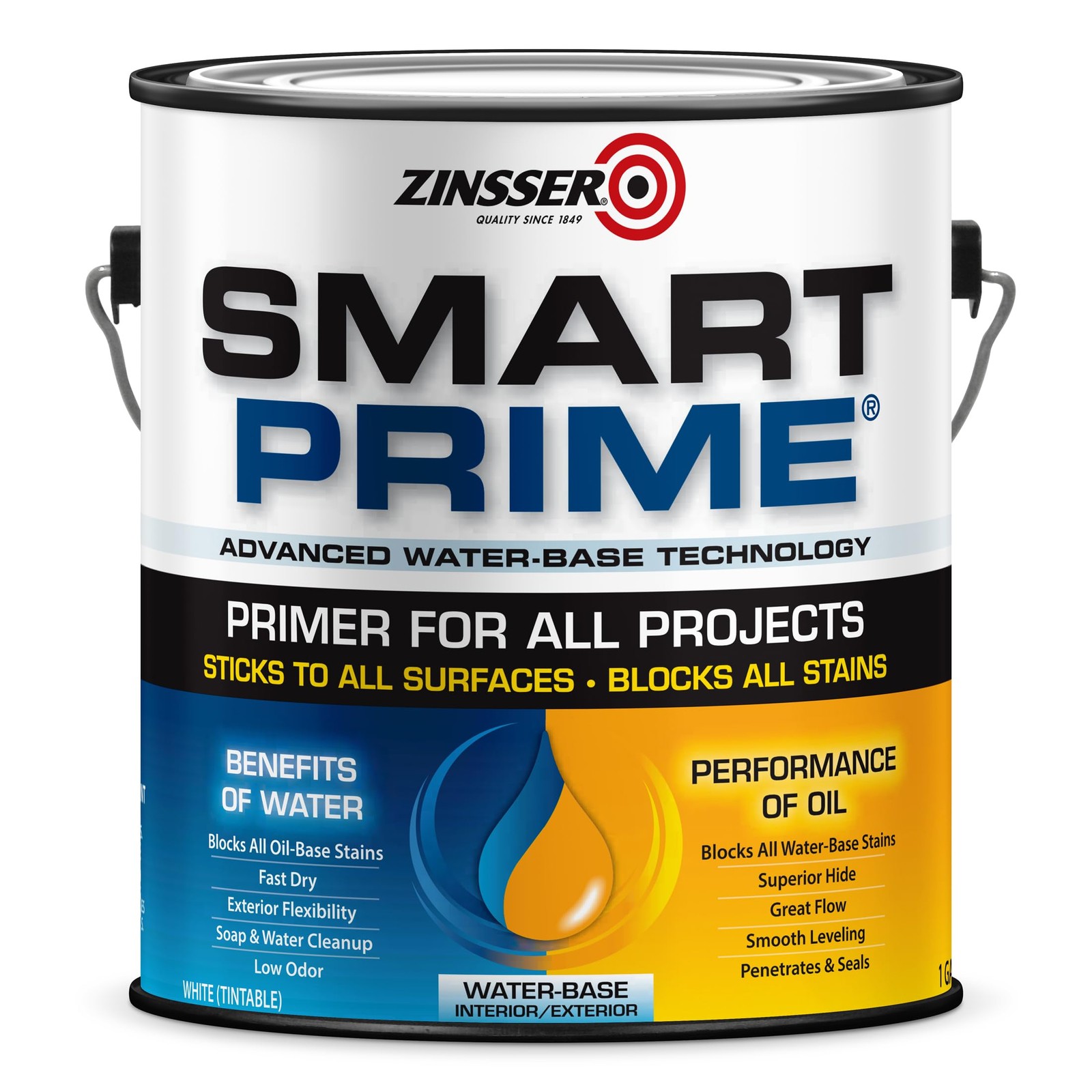 Rust Oleum Zinsser Smart Prime Primer 128 Fl Oz Advanced Water Based Formula