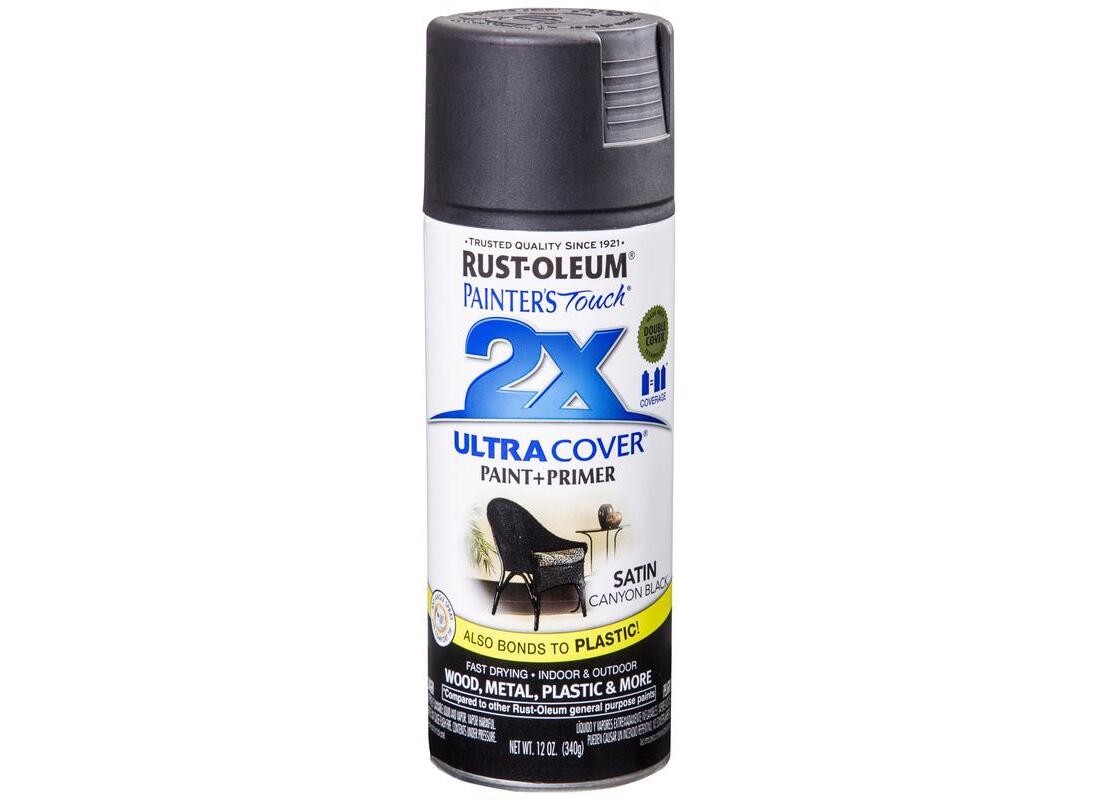 PAINTER’S Touch Satin Spray Paint, Satin, Canyon Black, 12 oz, Aerosol Can