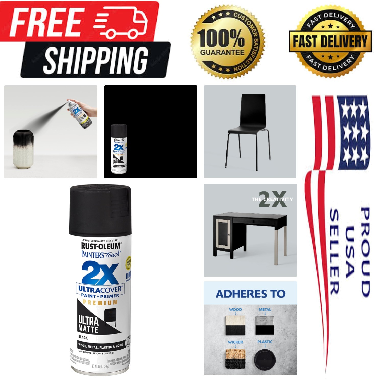 Ultra Matte Black Spray Paint, 12oz – Perfect for All Surfaces & Quick Projects
