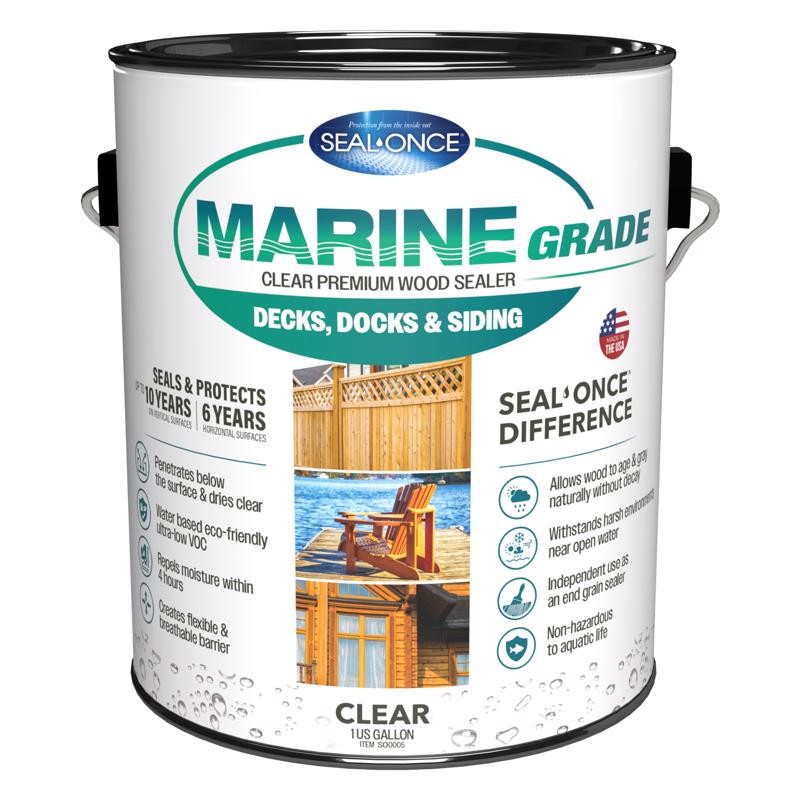 Seal-Once Marine Flat Clear Water-Based Premium Wood Sealer 1 Gal. (Pk 4)
