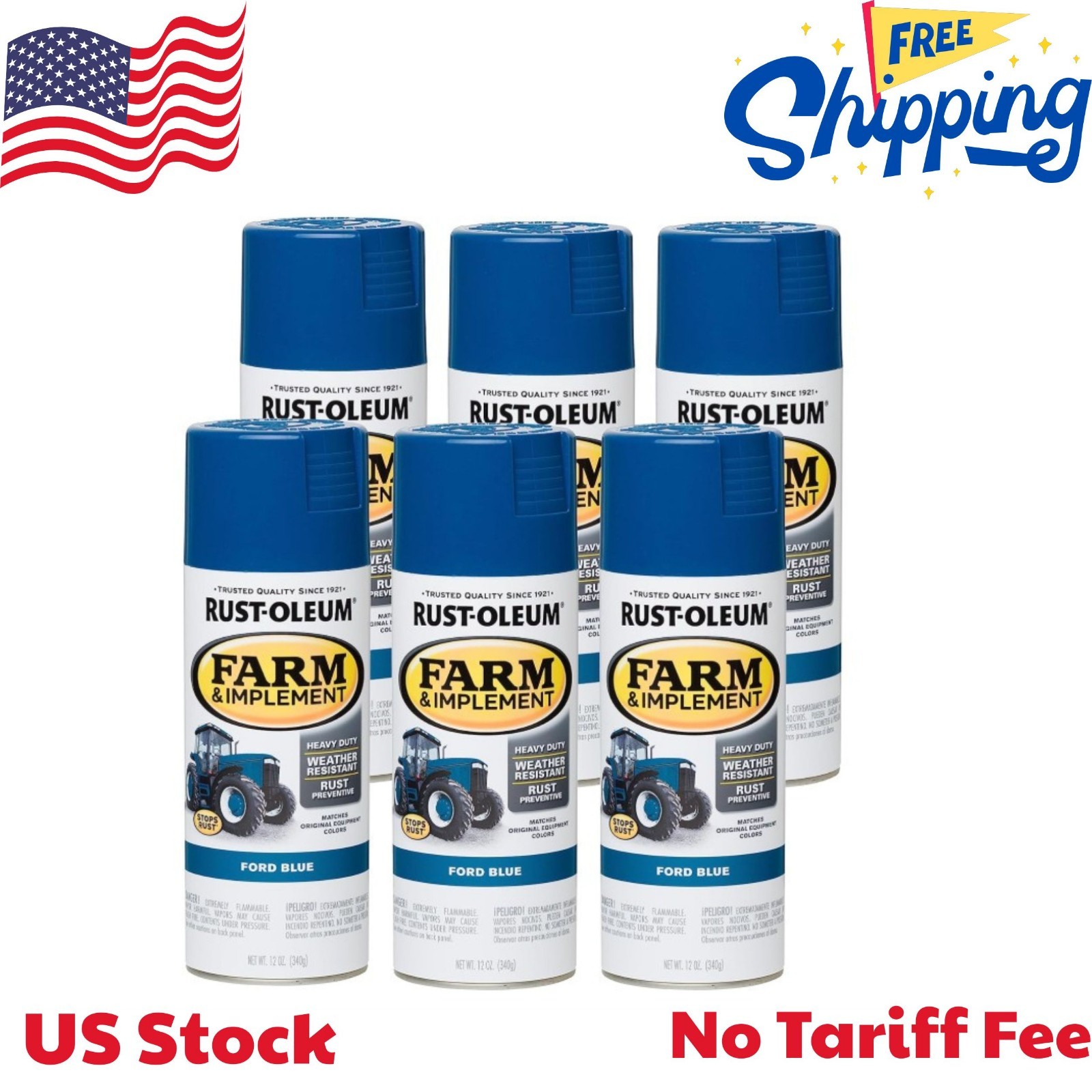 280131-6PK Farm & Implement Spray Paint, 12 oz, Ford Blue, 6 Pack