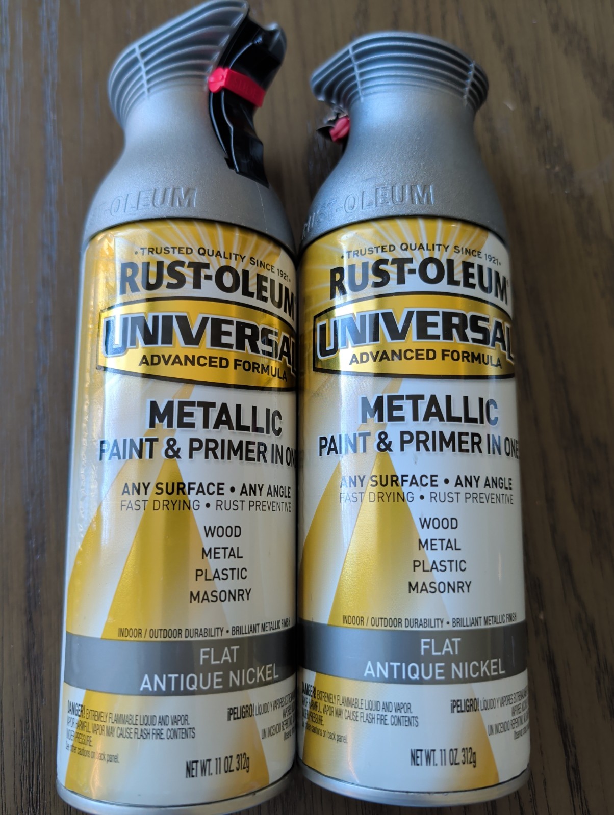 2 – Rust-Oleum 271474 Spray Paint, Flat Antique Nickel, Metallic, Solvent, 11 Oz