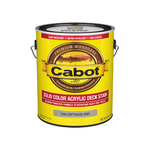 Cabot 1844-07 Solid Decking Stain, Driftwood Gray, 1-Gallon – Quantity 1