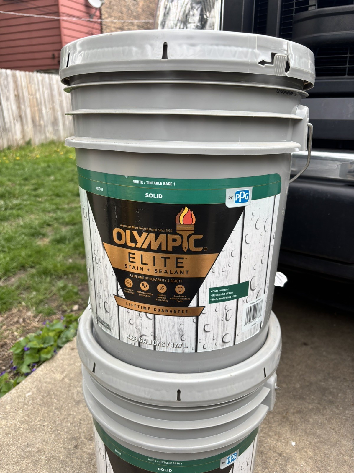 Olympic Elite Solid Stain + Sealant Beige 5 gallon Waterproof for Wood
