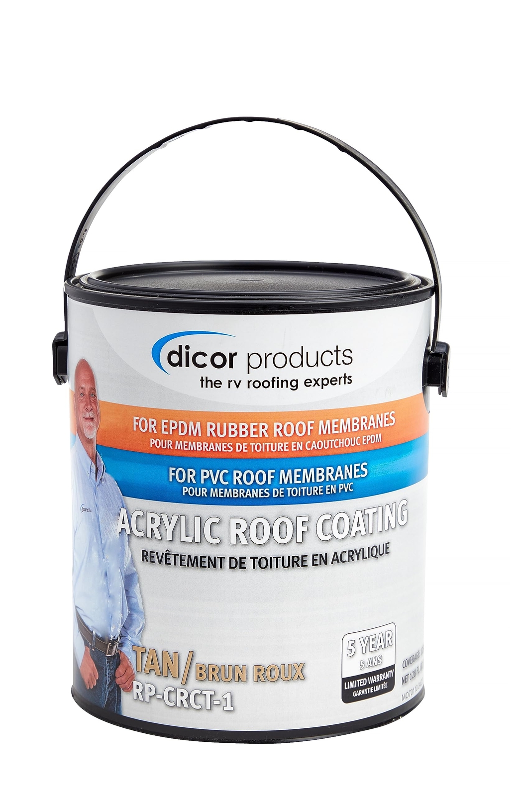 Dicor RP-CRCT-1 EPDM Roof Acrylic Coating 1 Gallon Tan Long-Lasting and Durable