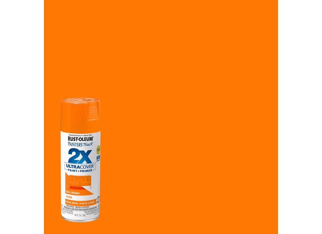 PAINTER’S Touch Gloss Spray Paint, Gloss, Real Orange, 12 oz, Aerosol Can