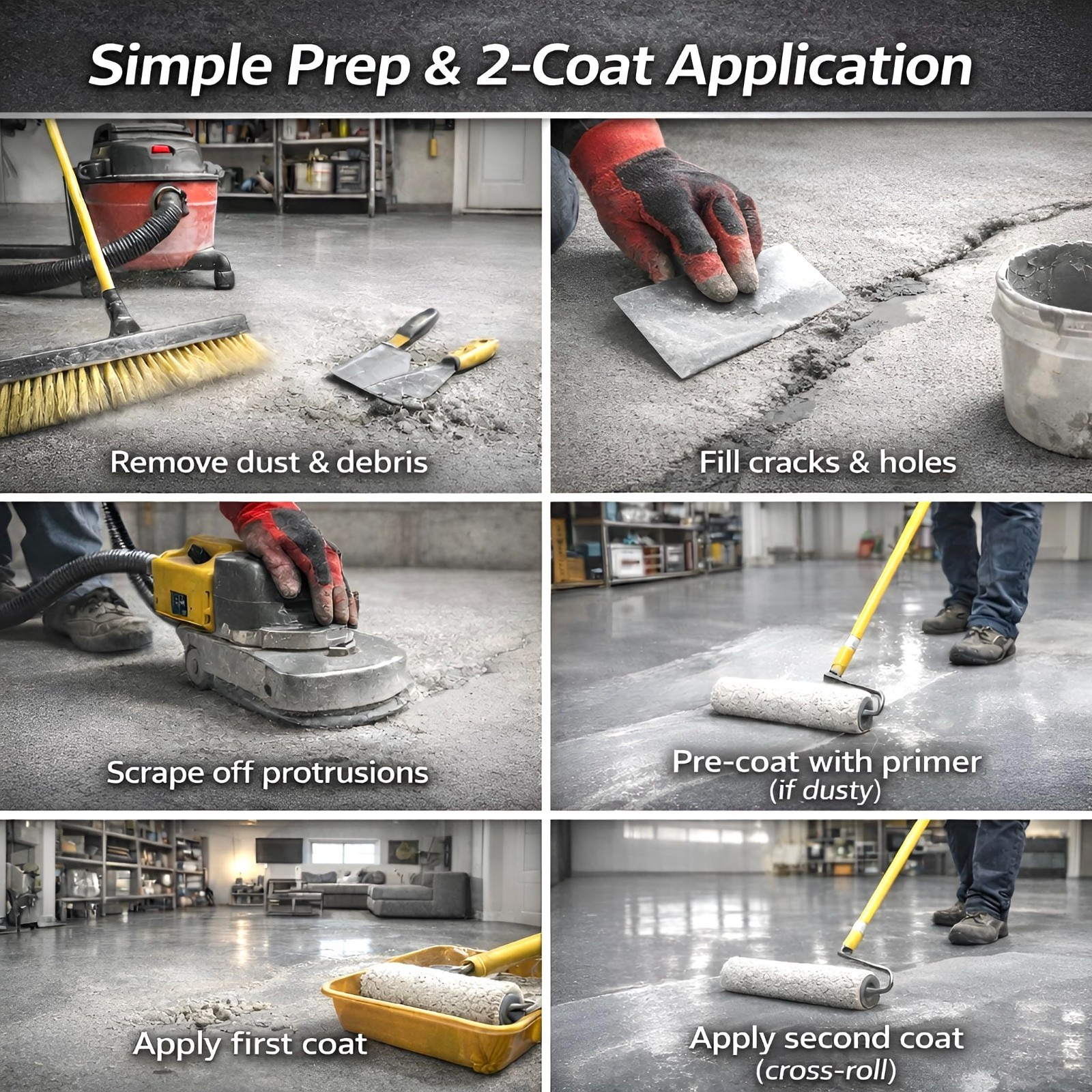 2-Part Epoxy Floor Coating 1.06 Gal | Low VOC Garage & Basement Paint | Anti-Sli