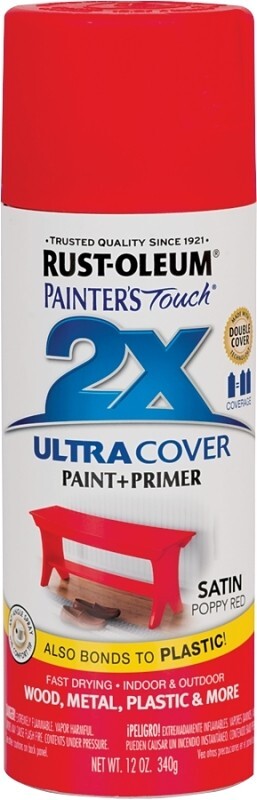 CASE OF (6) RUSTOLEUM 277994 ULTRA COVER 2X SATIN POPPY RED SPRAY PAINT