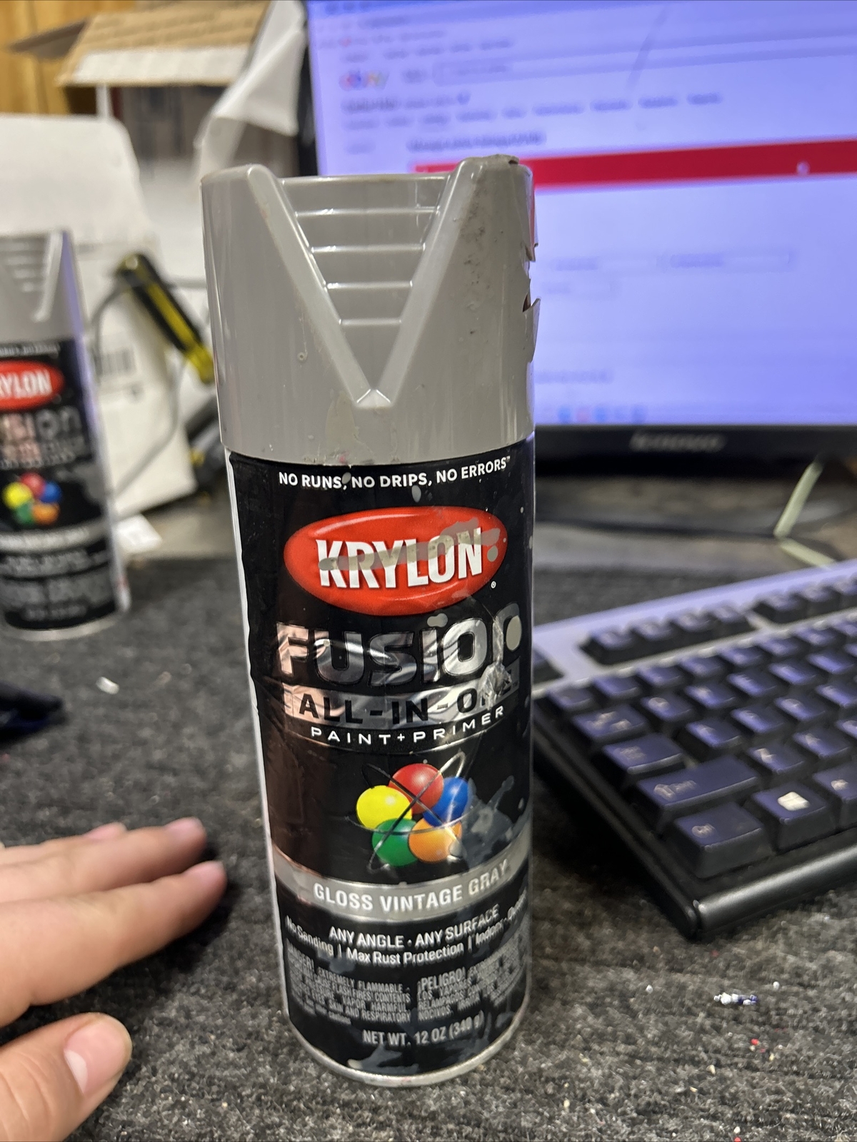 Krylon K02726007 Rust Preventative Spray Paint, Vintage Gray, Gloss, 12 Oz