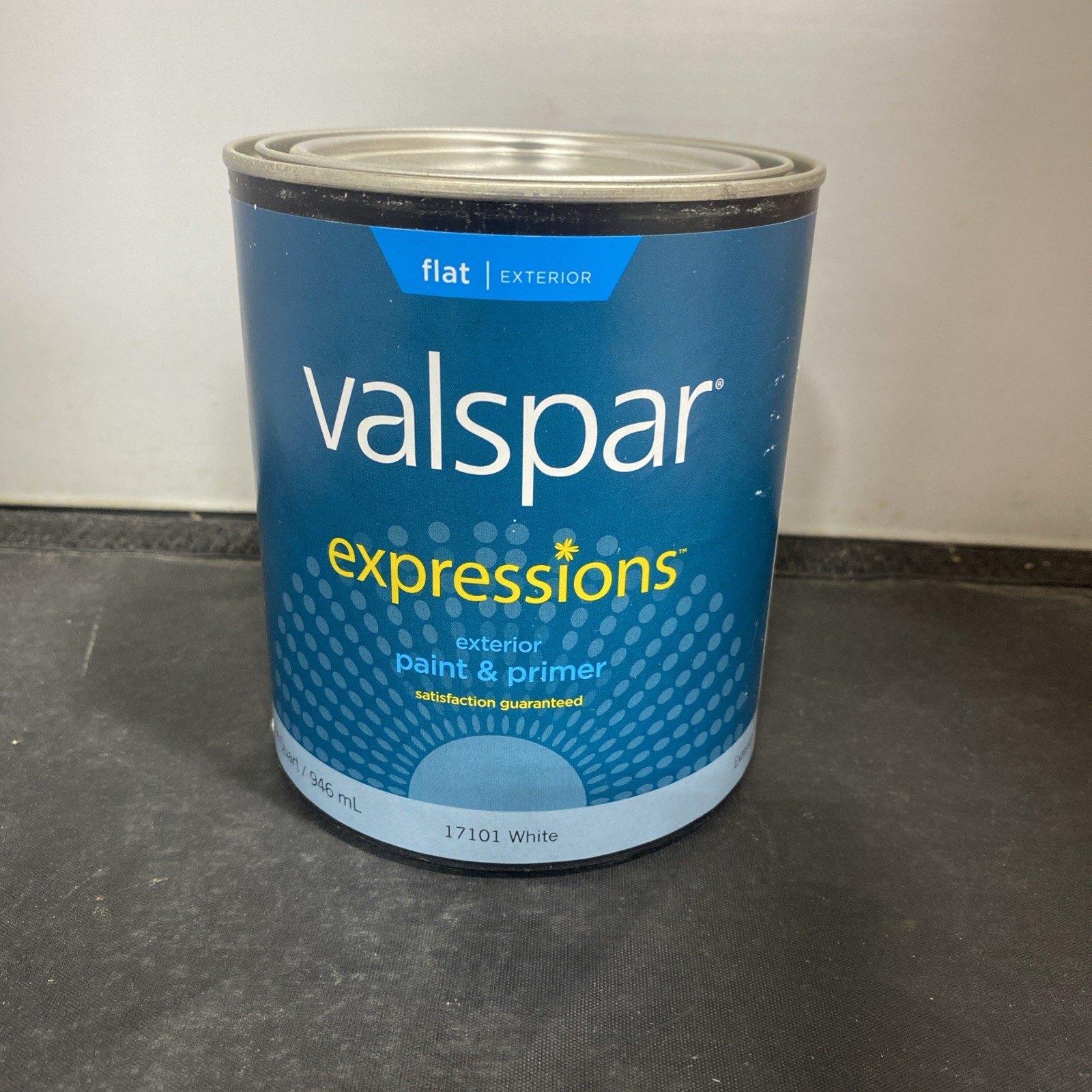 Valspar 17101 Expressions Exterior Latex Paint, Flat, White, 1 Quart