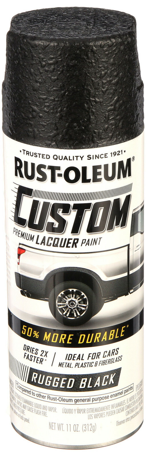 Rugged Black Custom Premium Lacquer spraY Paint metal plastic Rust-Oleum 323350