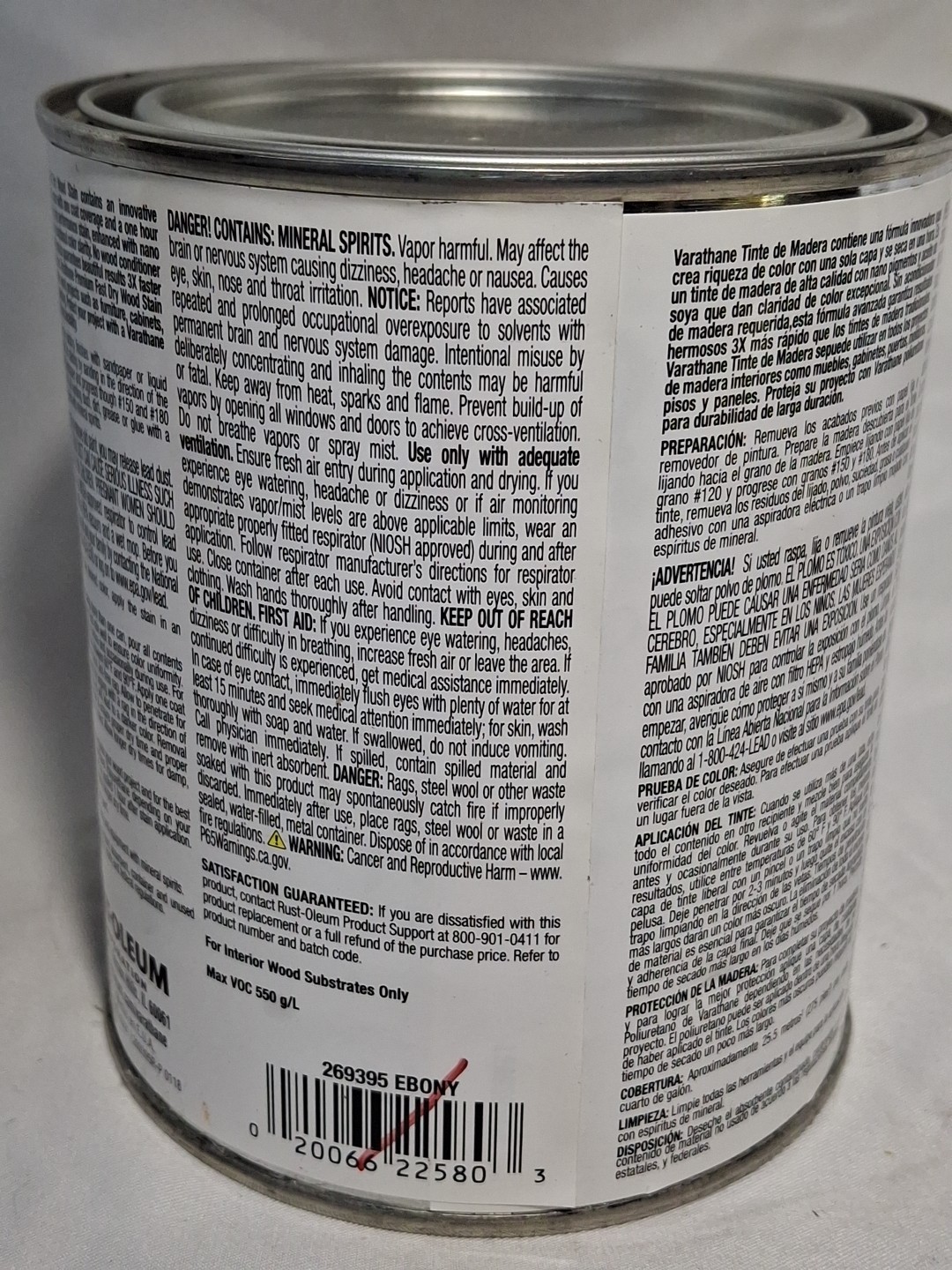Varathane 1 Quart ” EBONY” Fast Dry Oil Based Wood Stain for Interior Projects