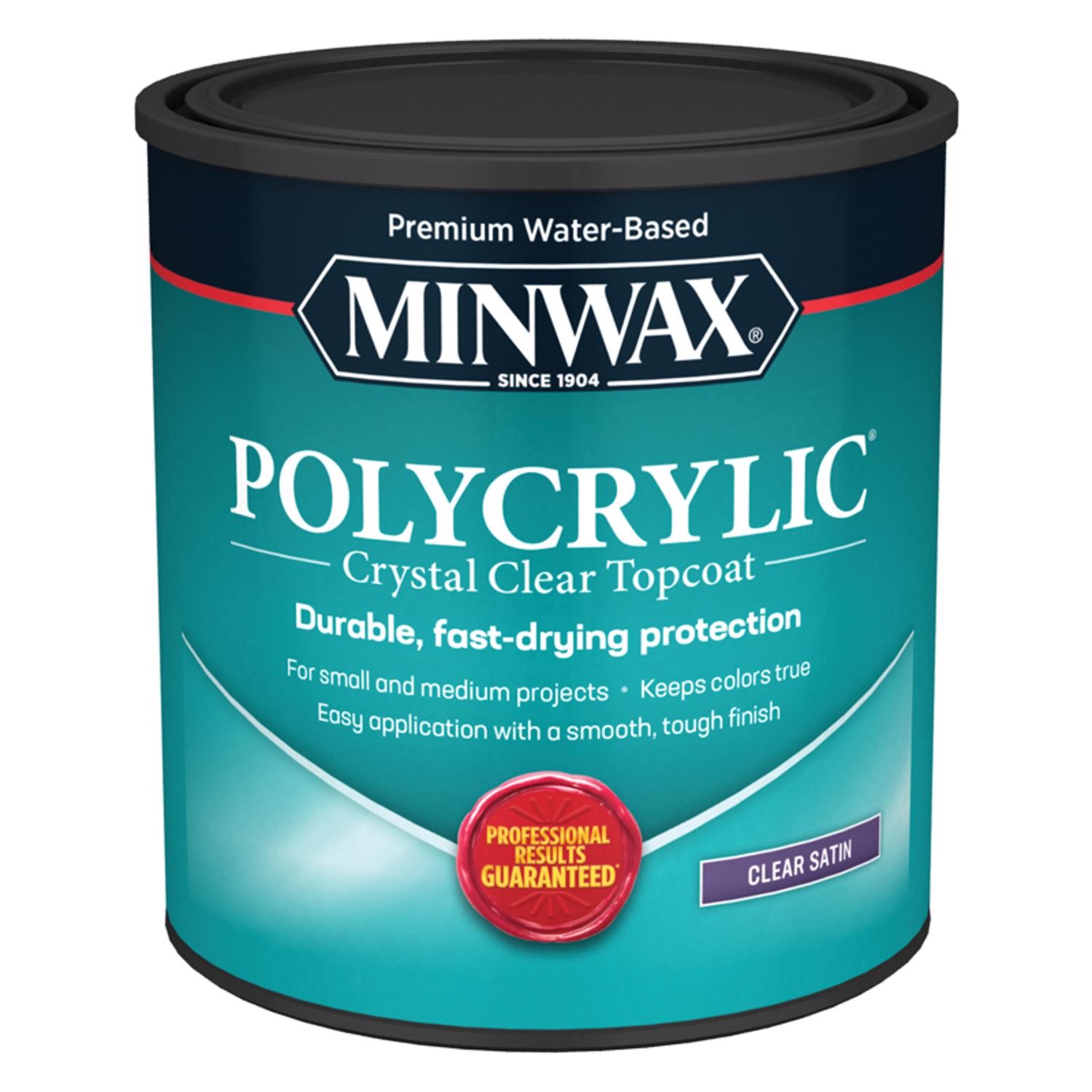 Minwax 63333444 Satin Crystal Clear Indoor Protective Finish Polycrylic 1 qt.