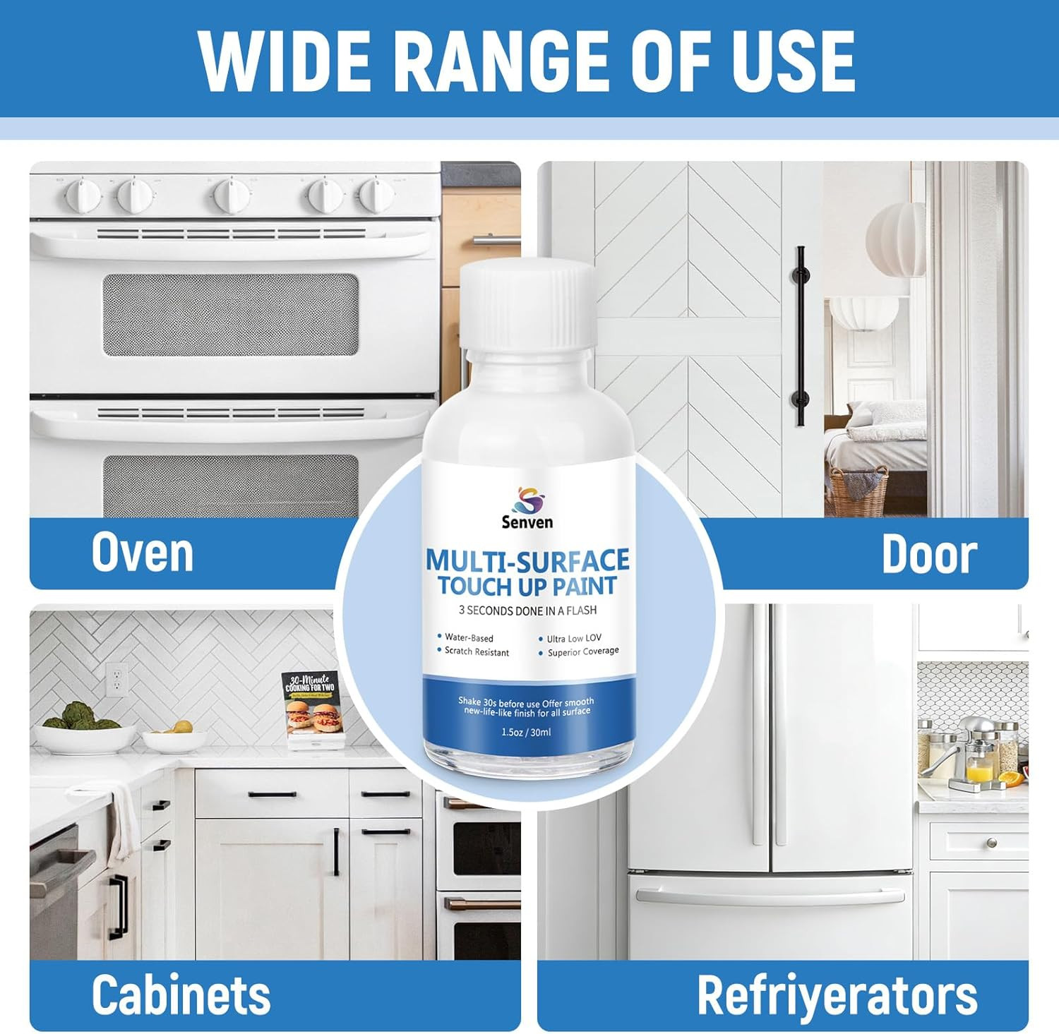White Paint Multi Surface Semi-Gloss White Touch up Paint Repair for Metal,Wall,