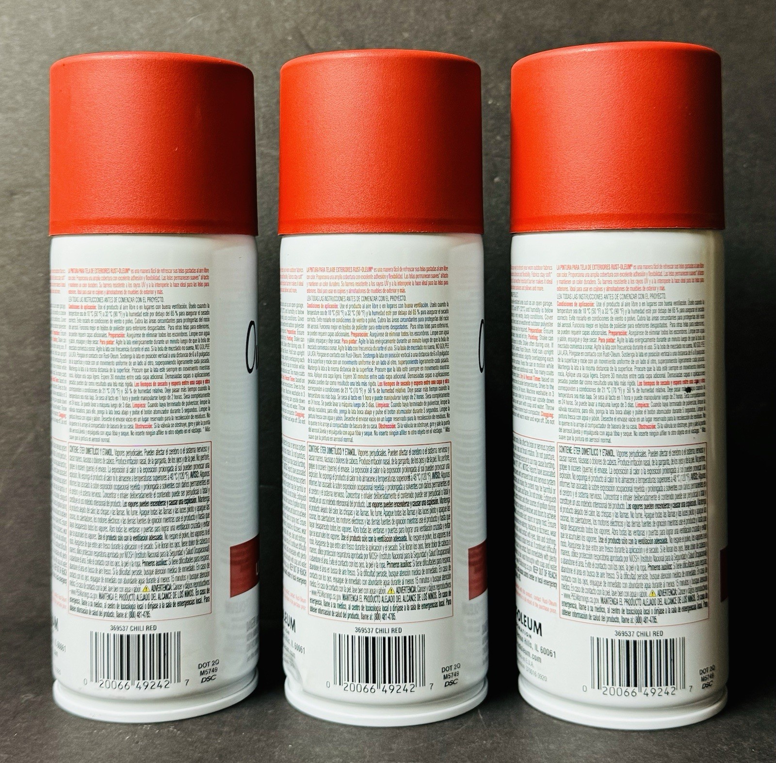 (4 Cans) Rust-Oleum Outdoor Fabric Spray Paint CHILI RED Ultimate UV Resistant