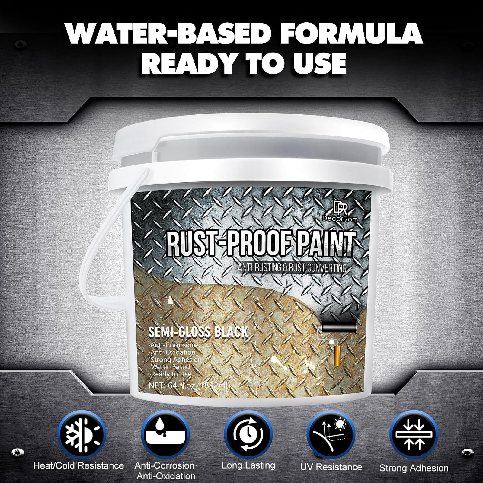 64oz Rust Converter & Metal Primer – Black Rust Reformer Paint