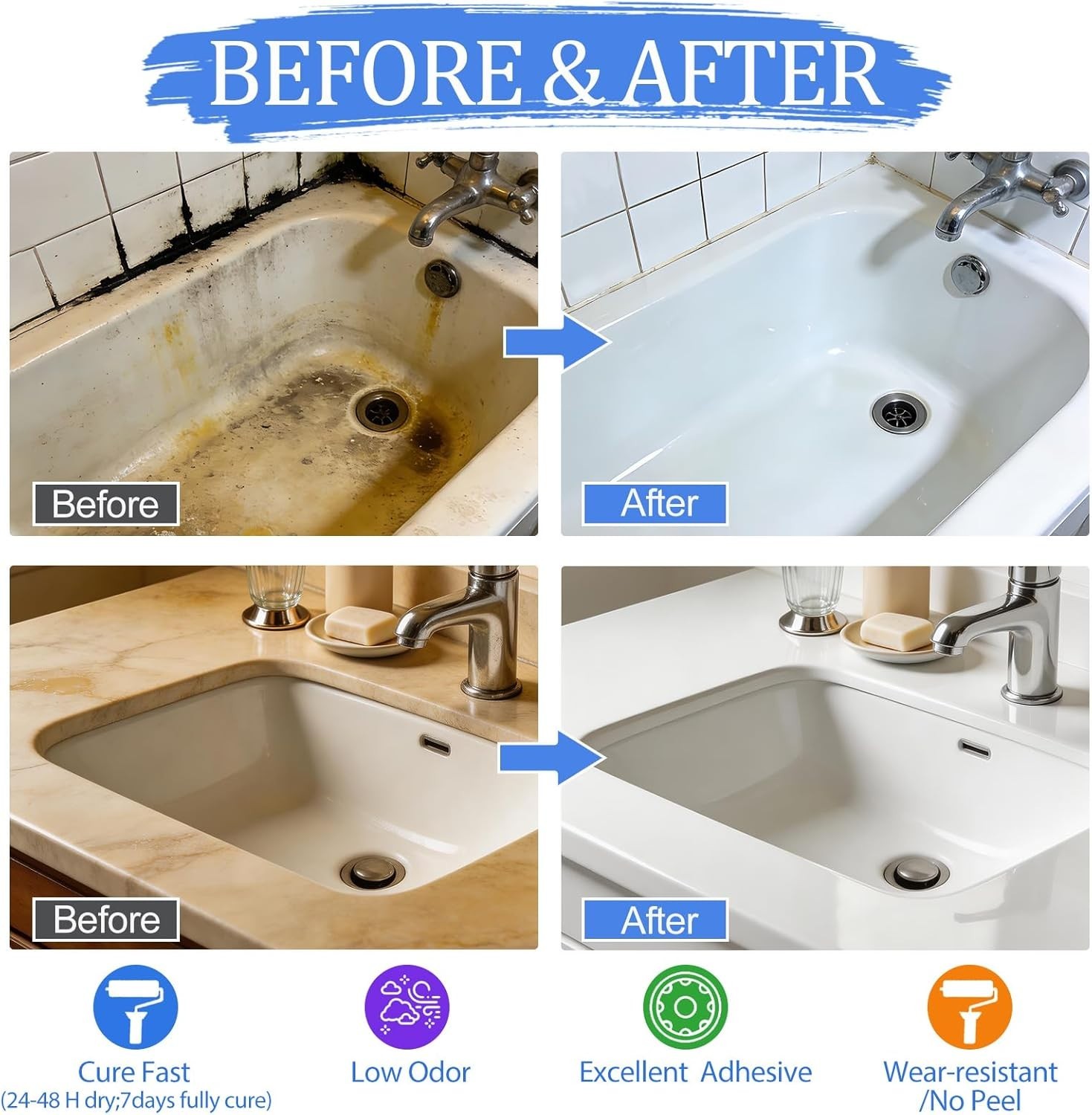 Durable White Bathtub Paint – 33oz Kit for Easy Refinishing in Kitchens & Baths
