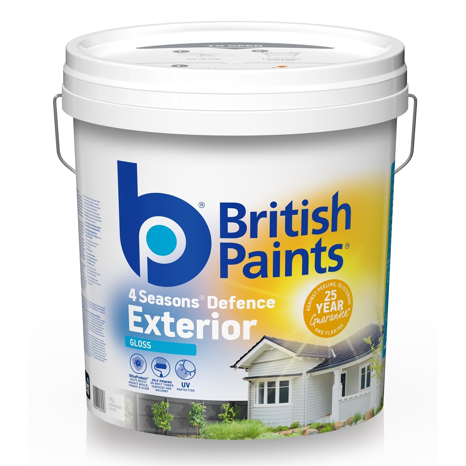 British Paints 4 Seasons Gloss White Exterior Paint – 15L
