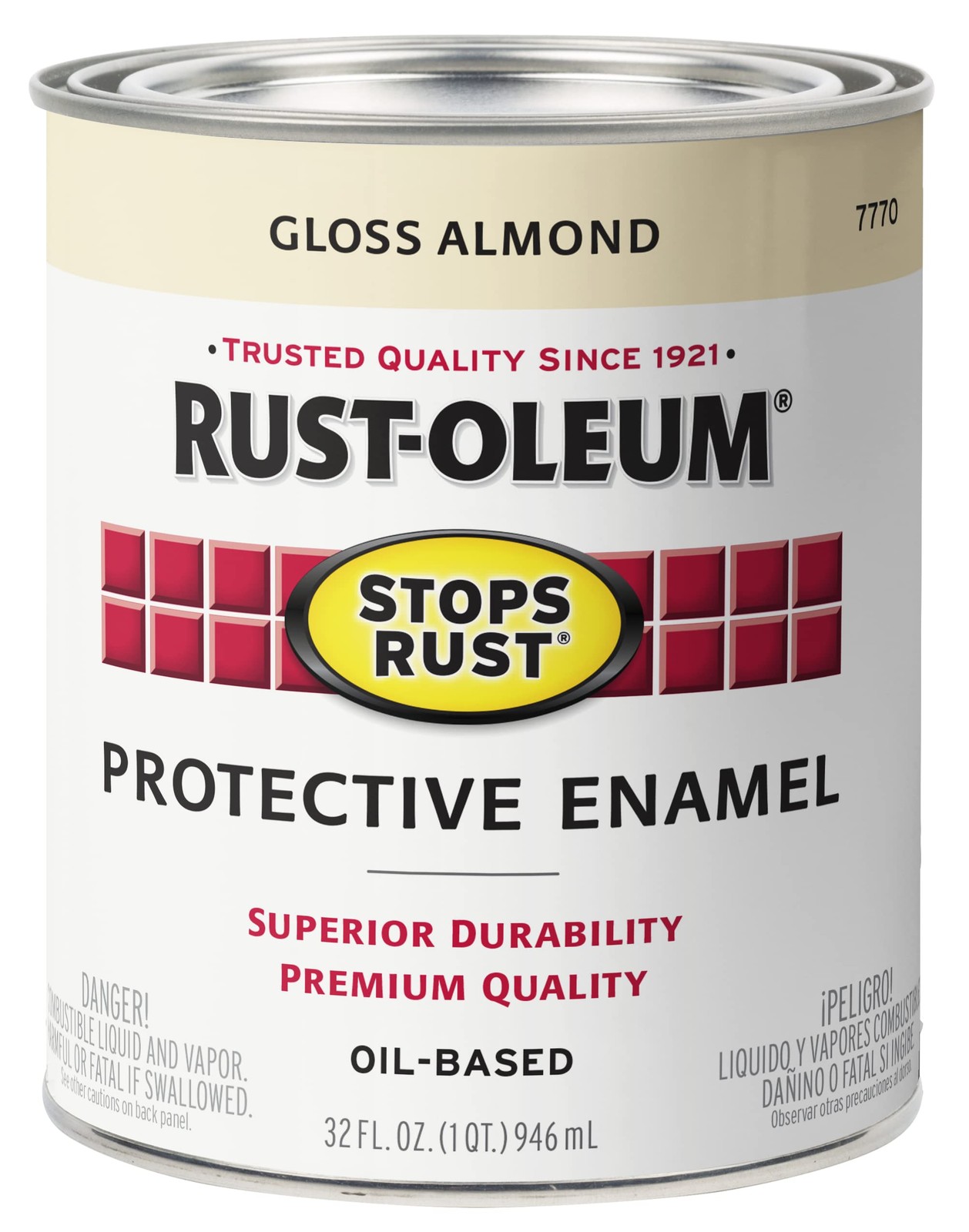 Rust-Oleum 7770502-2PK Stops Rust Brush On Paint, Quart, Gloss Almond, (Pack …